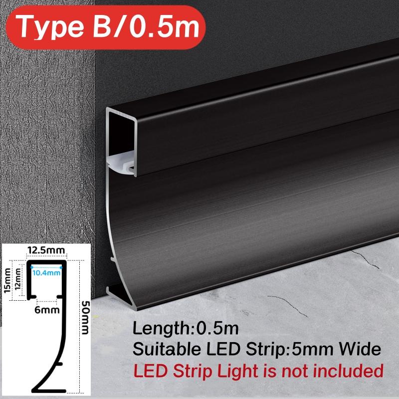 0.5m/1m Hidden Corner LED Skirting Line Aluminum Profile Recessed Backlight Baseboard Connector Wall Trim Floor Bar Strip Light
