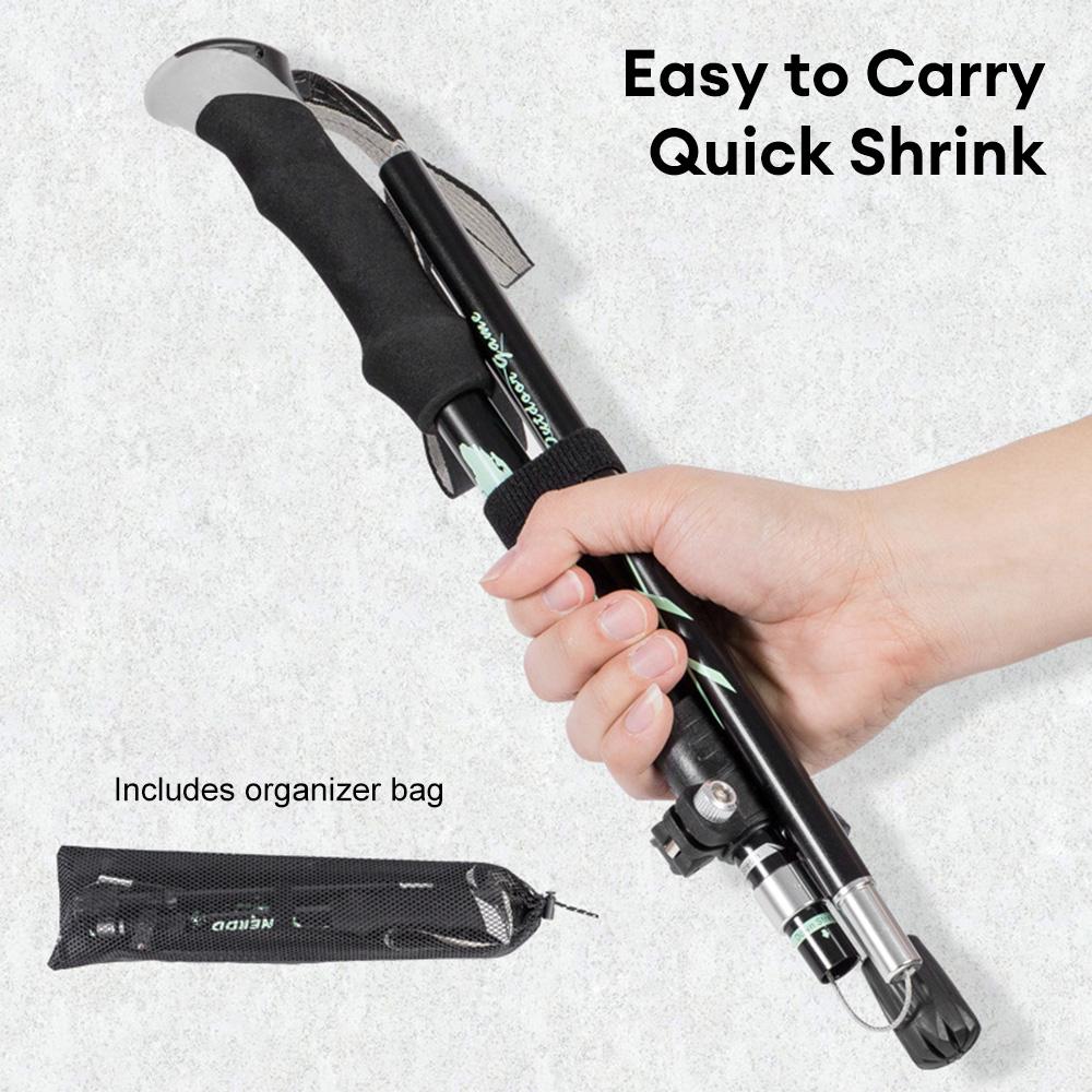 מקל טרקים מתקפל 5 חלקים סגסוגת אלומיניום מקל הליכה מקל טיפוס חיצוני קני הליכה לקשישים עם תיק אחסון