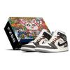 Air Jordan 1 Mid Height Increasing Height Increasing Vintage Basketball Shoes Men's Black White Brown 554724-135(TeamA-AJS-BOX)