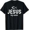 Jesus My Savior Christian Ichthus Symbol Graphic Print Men's Cotton T-Shirt Casual Trip Tee