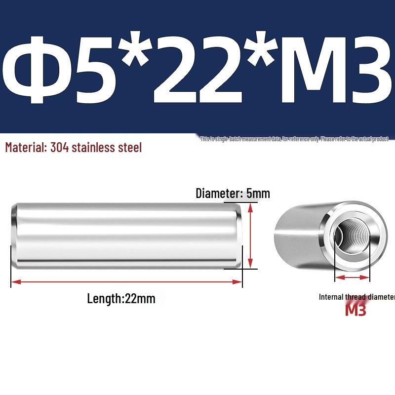 Pin Cilindric din Oțel Inoxidabil 304 cu Filet Interior M4/M6/M8 și Orificiu - Coloană de Suport și Ghidare