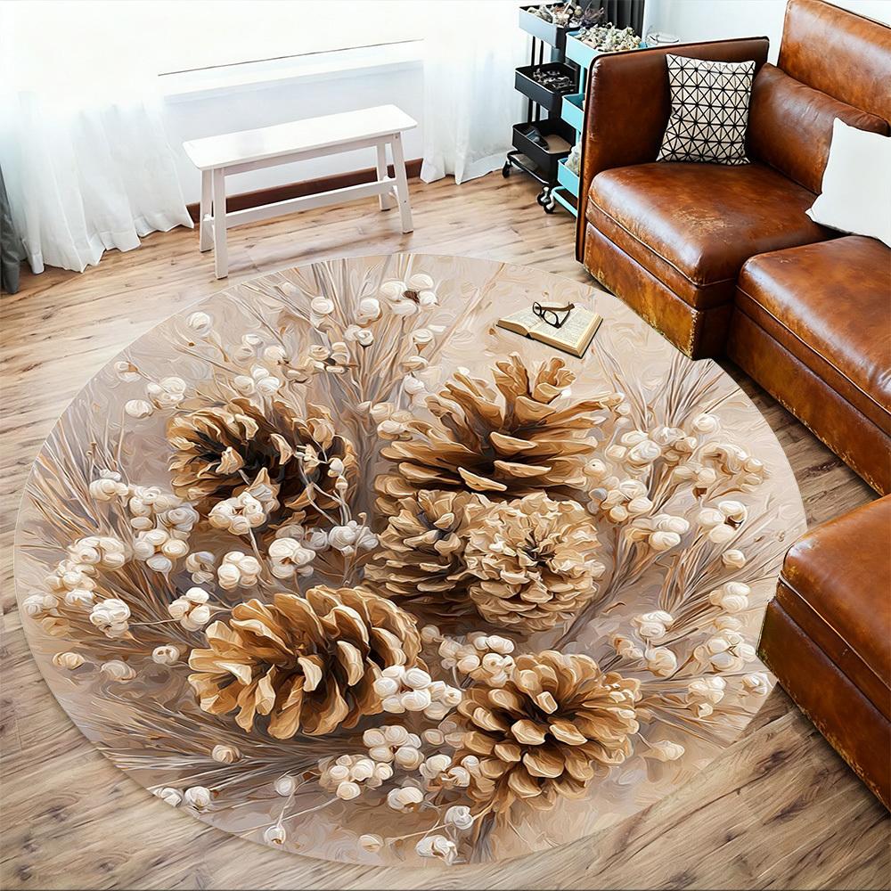 1pc pinecone flower Round Chair mat office Area Rug - Non-Slip, Floor Mat for Office, Bedroom, Ideal home decor gift c0112119