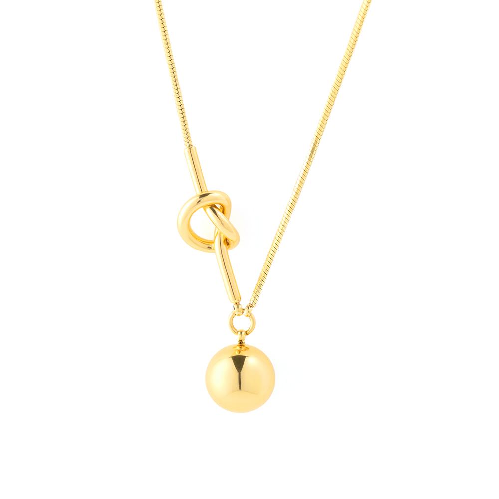 Designer Trendy Girl Jewelry Unique Knotted Pendants Stainless Steel Snake Chain for Women Fashion Round Charm Necklace