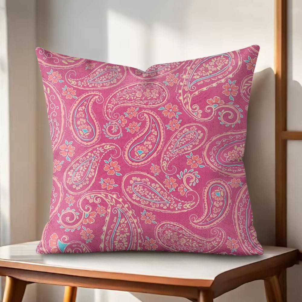 Painted Design PPaisleyS Cushion Cover Natural Linen Organic Fabric DoubleSided Printing Couch Pillow Covers Home Decor
