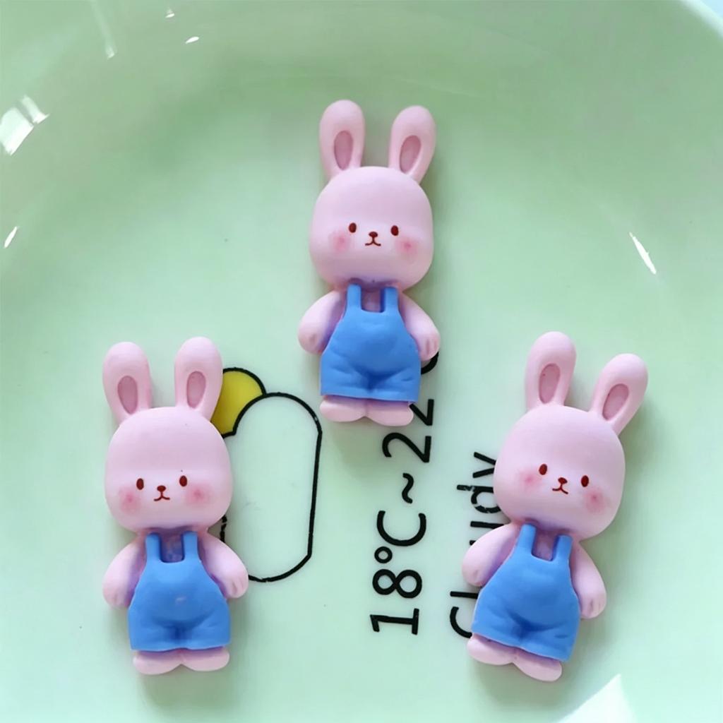 10Pcs Animal In Overalls Resin Cabochons, Flat Back for DIY Jewelry & Decoration