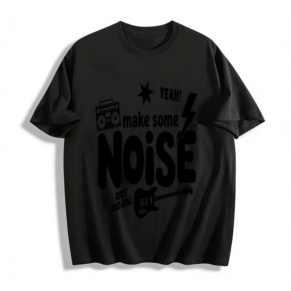 Make Some Noise Rock and Roll Graphic Tee Unisex Music Themed Top Pure cotton T-shirt XXS