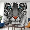 2pcs White Tiger Style Printed Curtain For Home Decor Rod Pocket Window Treatment For Bedroom Office Kitchen Living Room Study