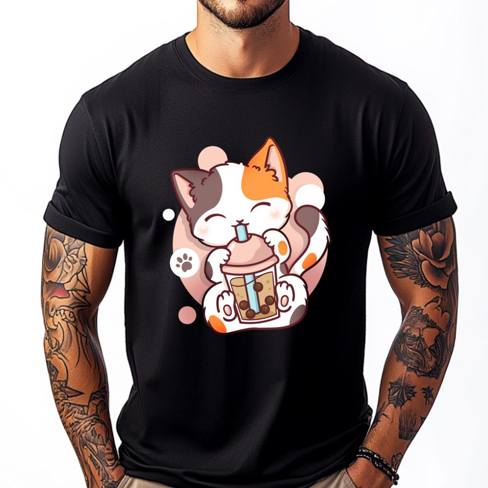 Cat Boba Tea Bubble Tea Anime Kawaii Neko Streetwear Unisex Camiseta Cinco De Mayo
