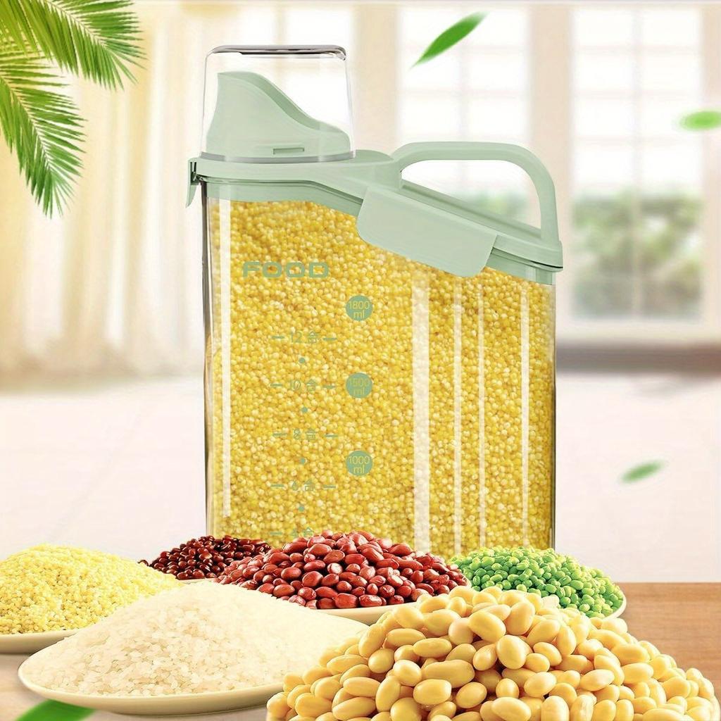 2pcs 2.8L Airtight Cereal Containers with Pouring Spout , Measuring Cup , BPA Free Plastic, Reusable, Square Design for Flour, Grain, Rice Storage