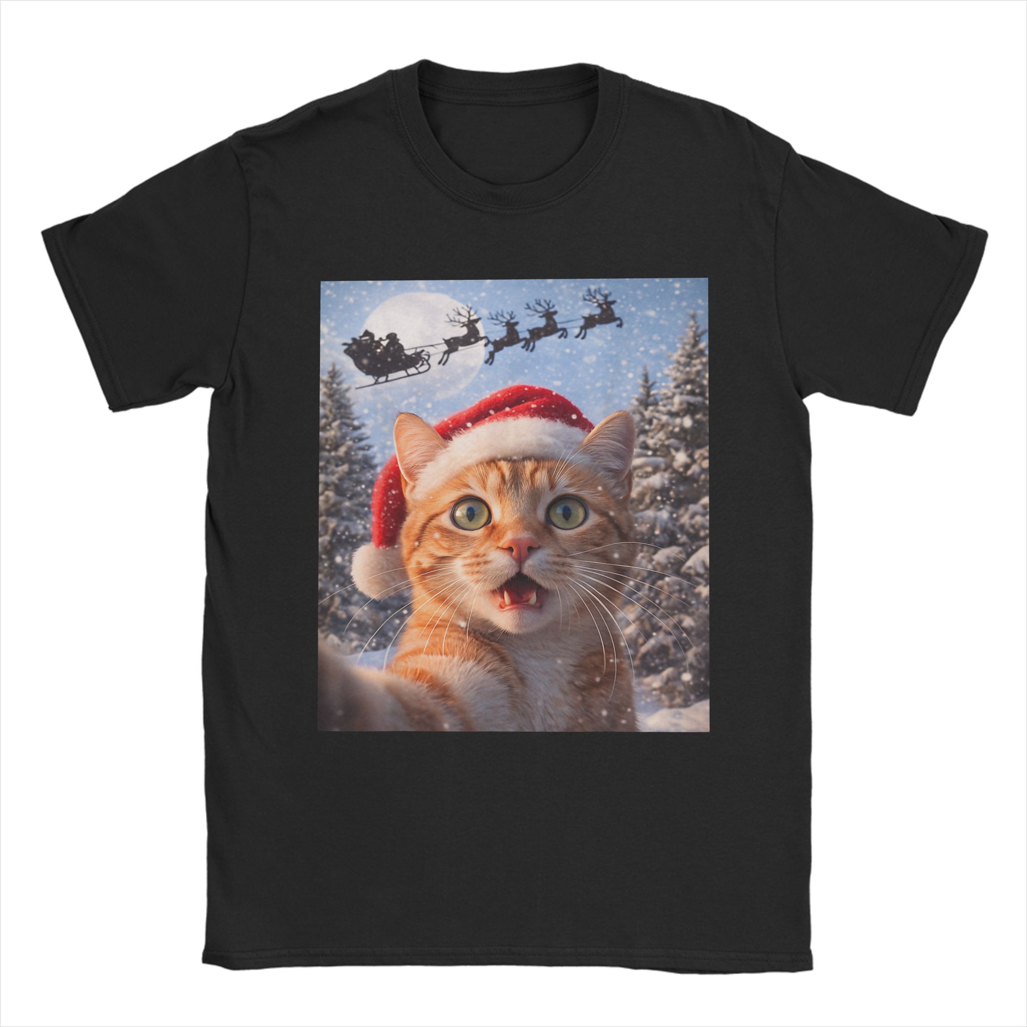 Christmas Cat Selfie T-shirt M