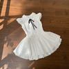 White gentle wind dress summer French white moonlight waist thin lace splicing flying sleeves princess tutu