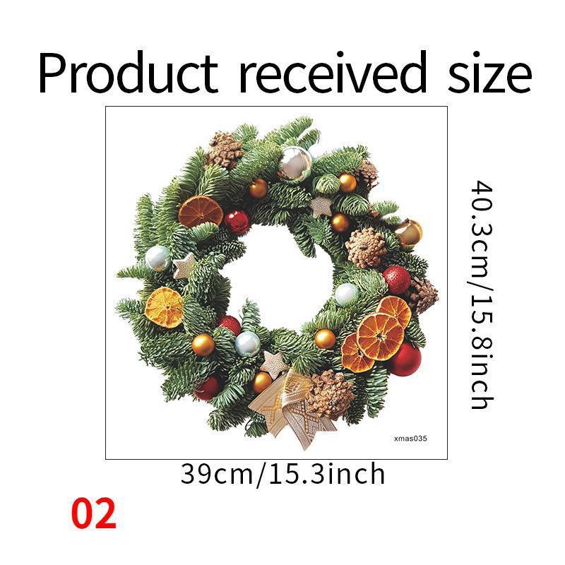 New Christmas Wreath Stickers Santa Claus Glass Window Stickers for Door Wall Decoration Wall Stickers Self-adhesive Home