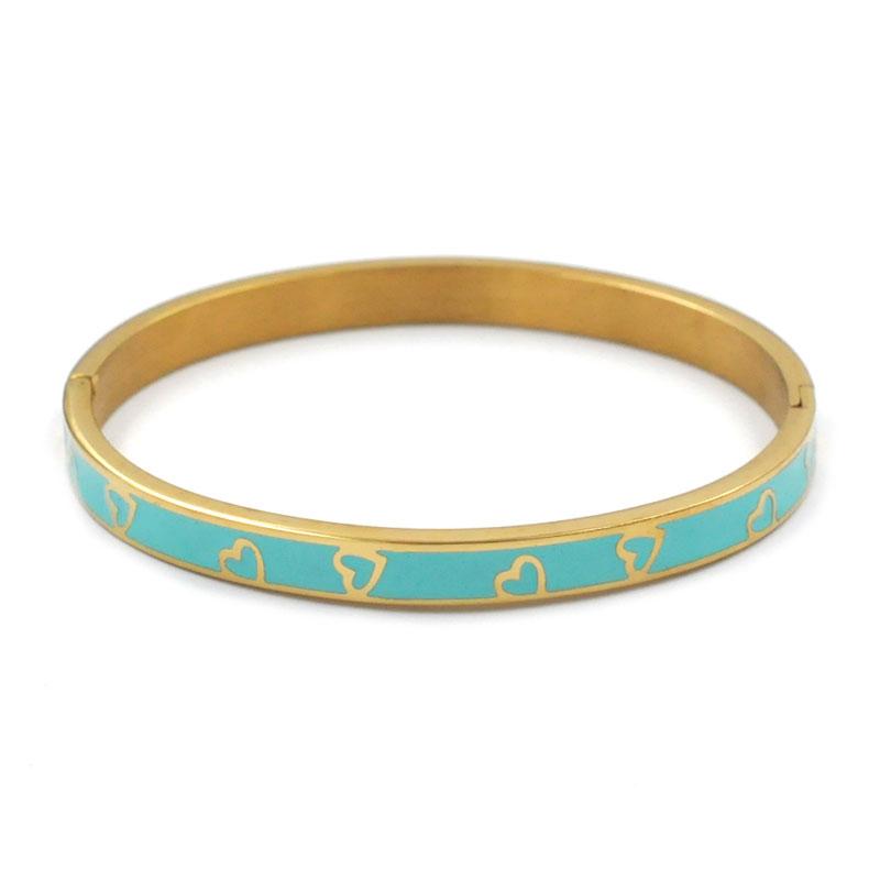 Fashion Enamel Bangles Stainless Steel Love Bracelets for Women Heart Chain Jewelry Friendship Lucky Gift Bijoux