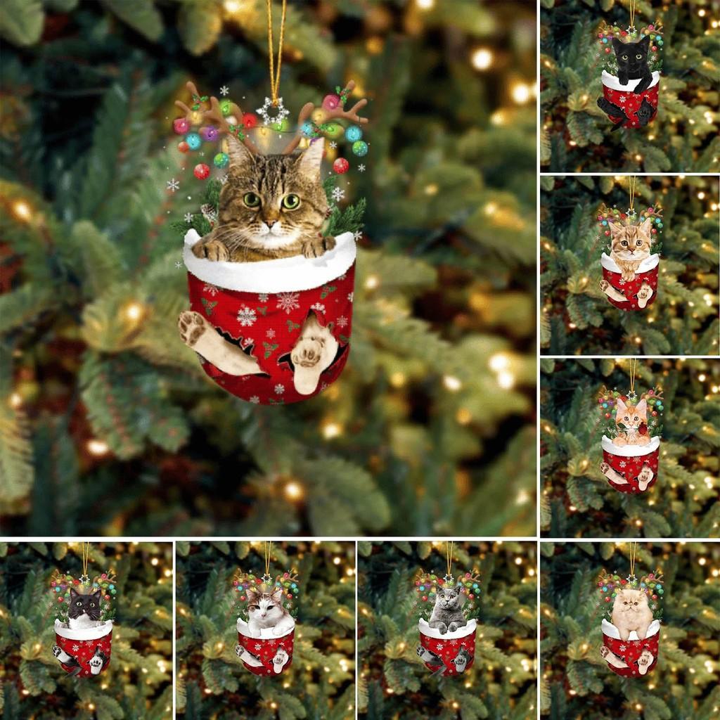 Whimsical Cat Christmas Socks Tree Hangings Brighten Up Your Decor Holiday