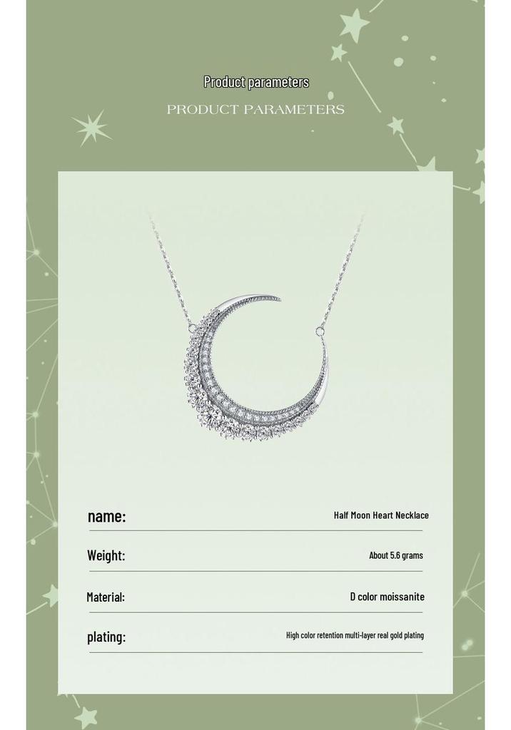 Korean Style Moissanite Moon Clavicle Necklace - Light Luxury, Trendy, Versatile Fashion Accessory