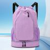 Drawstring Gym Backpack Sports Bag with Shoe Compartment Racket Pocket Lightweight Daypack for Badminton Tennis Basketball Fitness