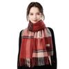 JIUMU Women's Pure Wool Red Scarf