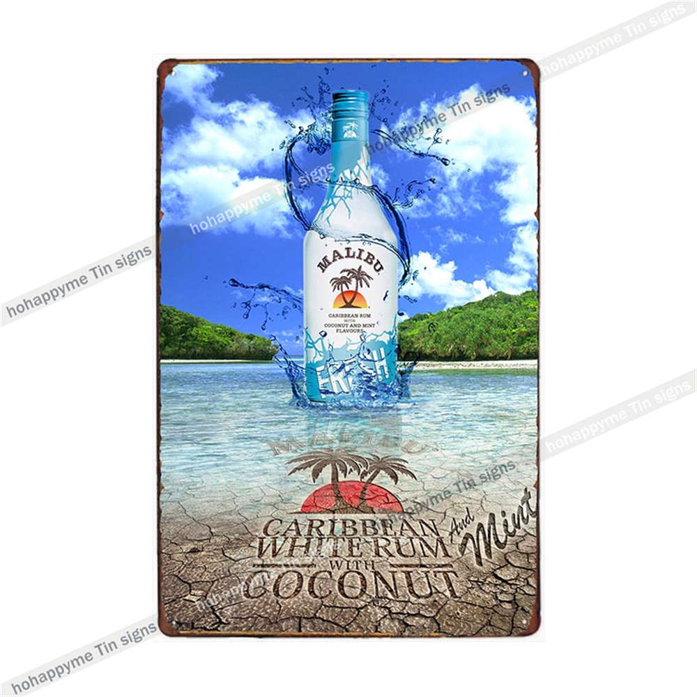 Segno di Latta Malibu Rum Pittura Metallica Targhetta Per Bar Pub Club Caffè Decorazione Adesivo Murale Poster Famiglia Targhe 20x30cm