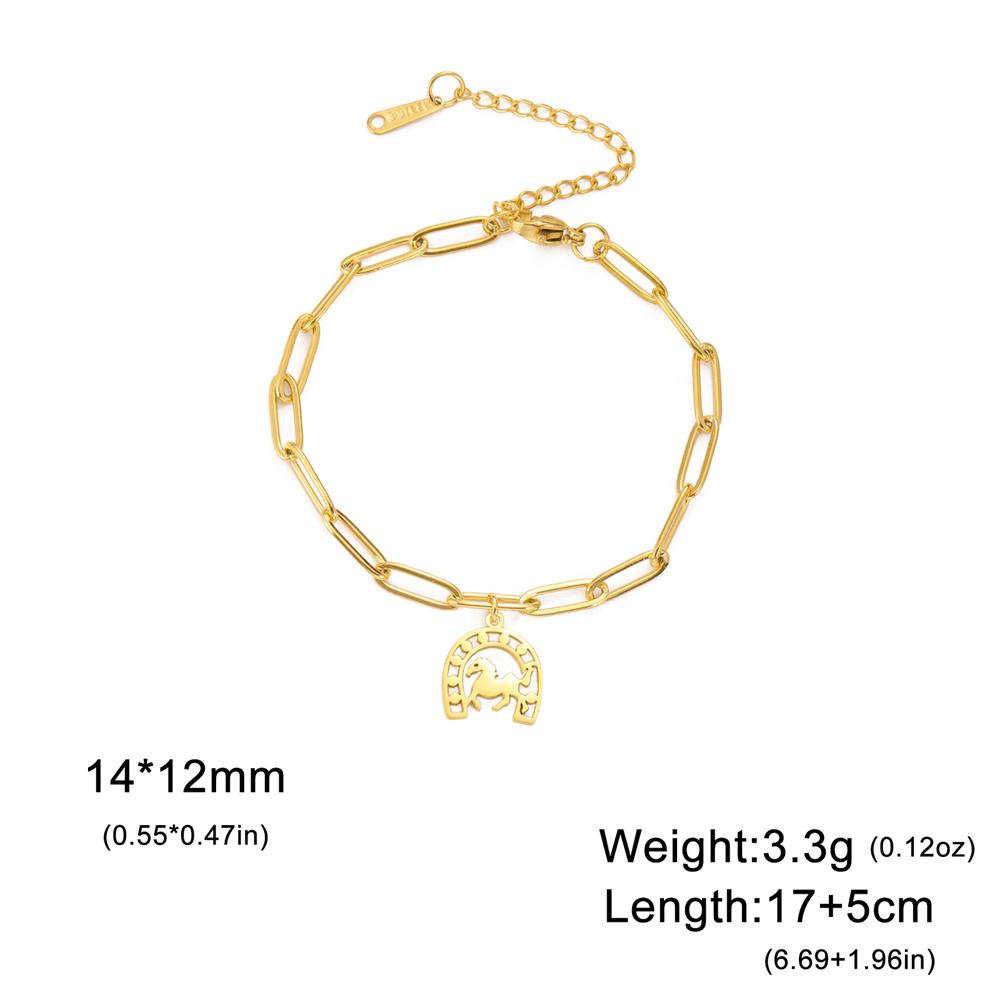 My Shape Horseshoe Pendent Bracelets for Women Stainless Steel U-Shaped Horse Charms Chain Wrist Bangle Jewelry Horse Lovers