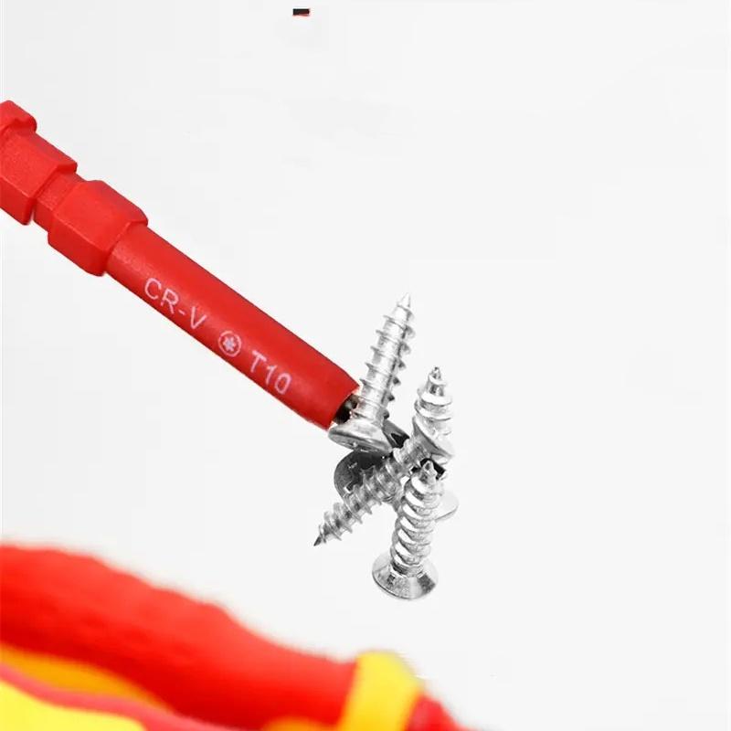 14/Pcs VDE Insulated Screwdriver Set Slotted Phillips Screw Driver Bits Kit With Tester Pen Electricians Hand ToolsColor@@Red