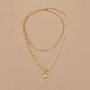 Gold Love Chain Pearl Splicing Double Stacked Necklace Ins Cold Wind Collarbone Chain Necklace
