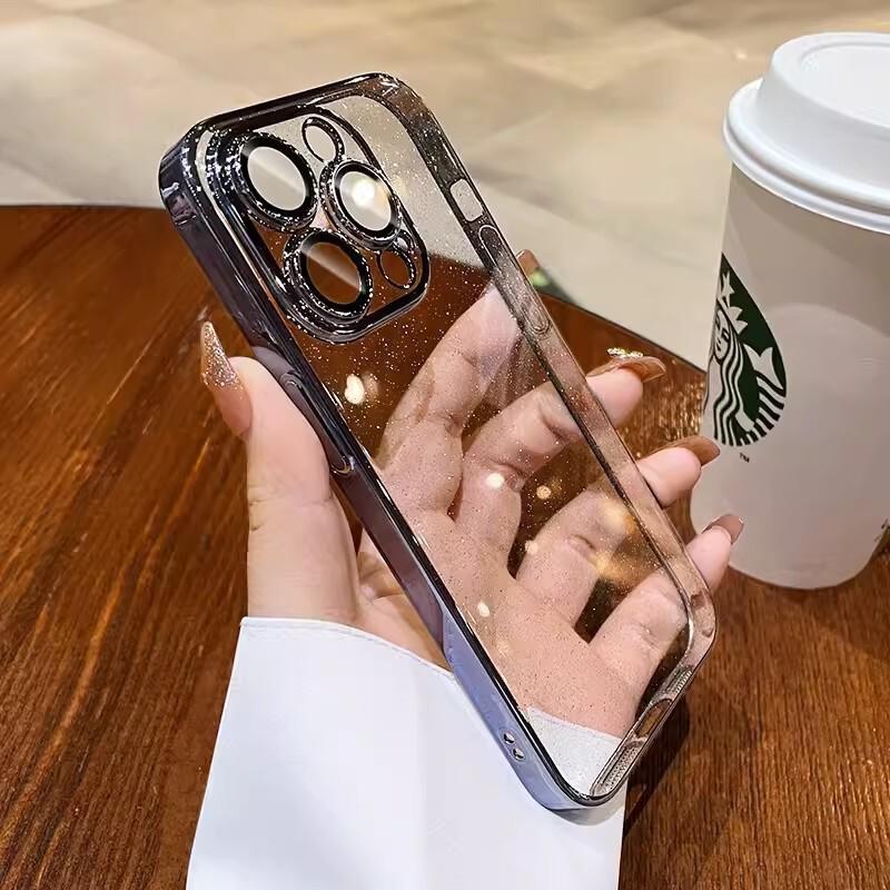 Clear Electroplated PC Phone Case With Built-in Camera Lens Protector Dust Plug IPhone 17 16 15 14 13 12 Series