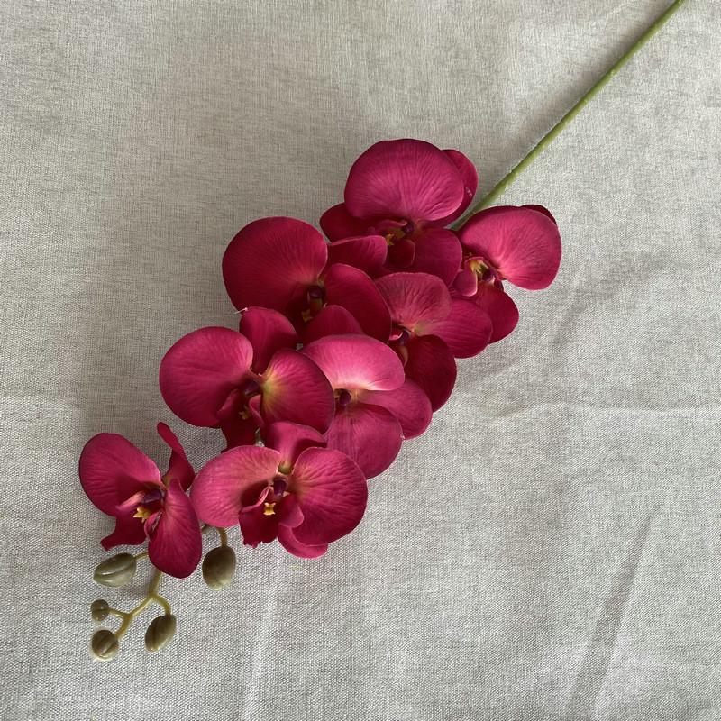 8head Peach Suede Orchid Artificial Plant For Wedding Reception And Home Decor