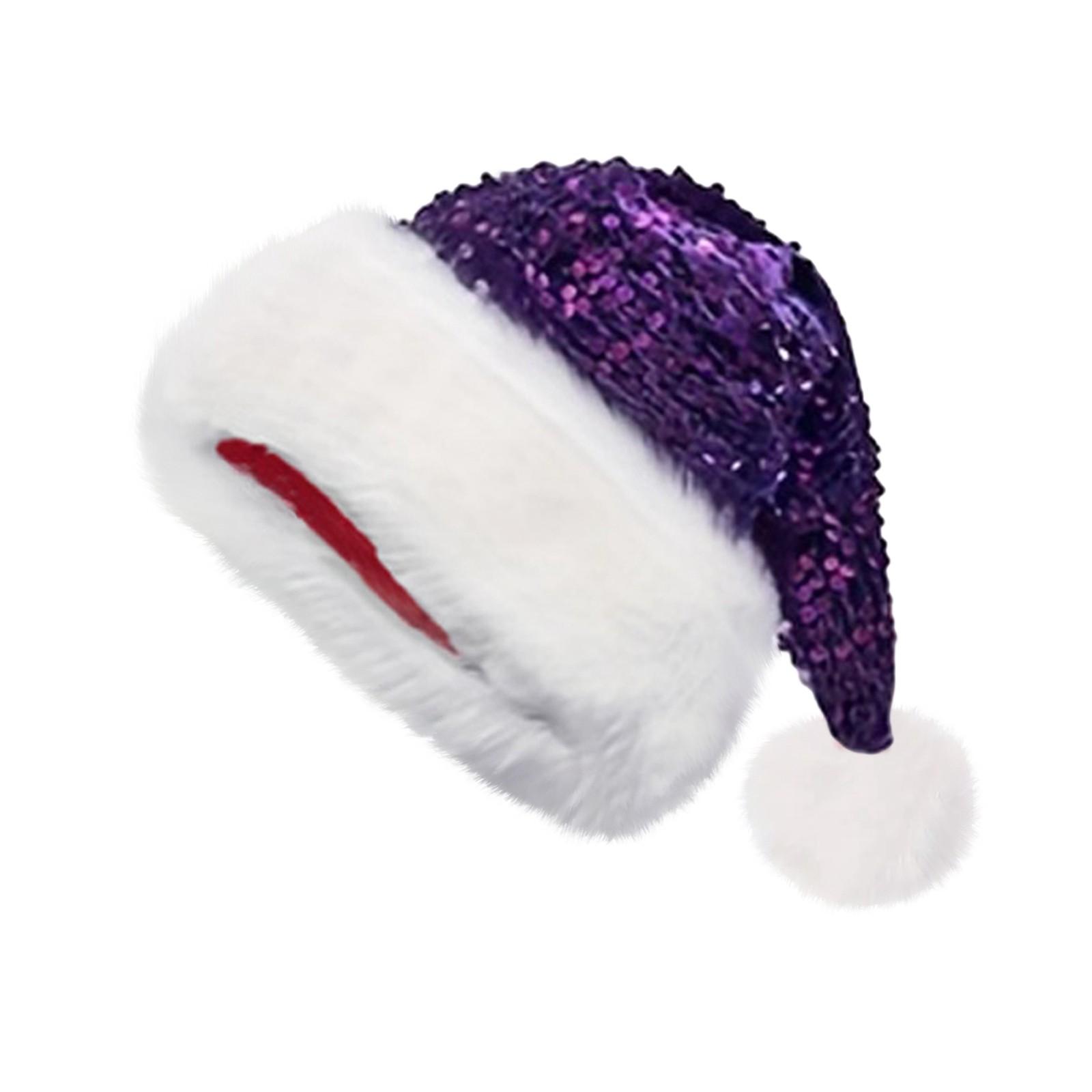 

Christmas Decoration Atmosphere, Red Double-layer Sequin Sea Plush Hat One Size