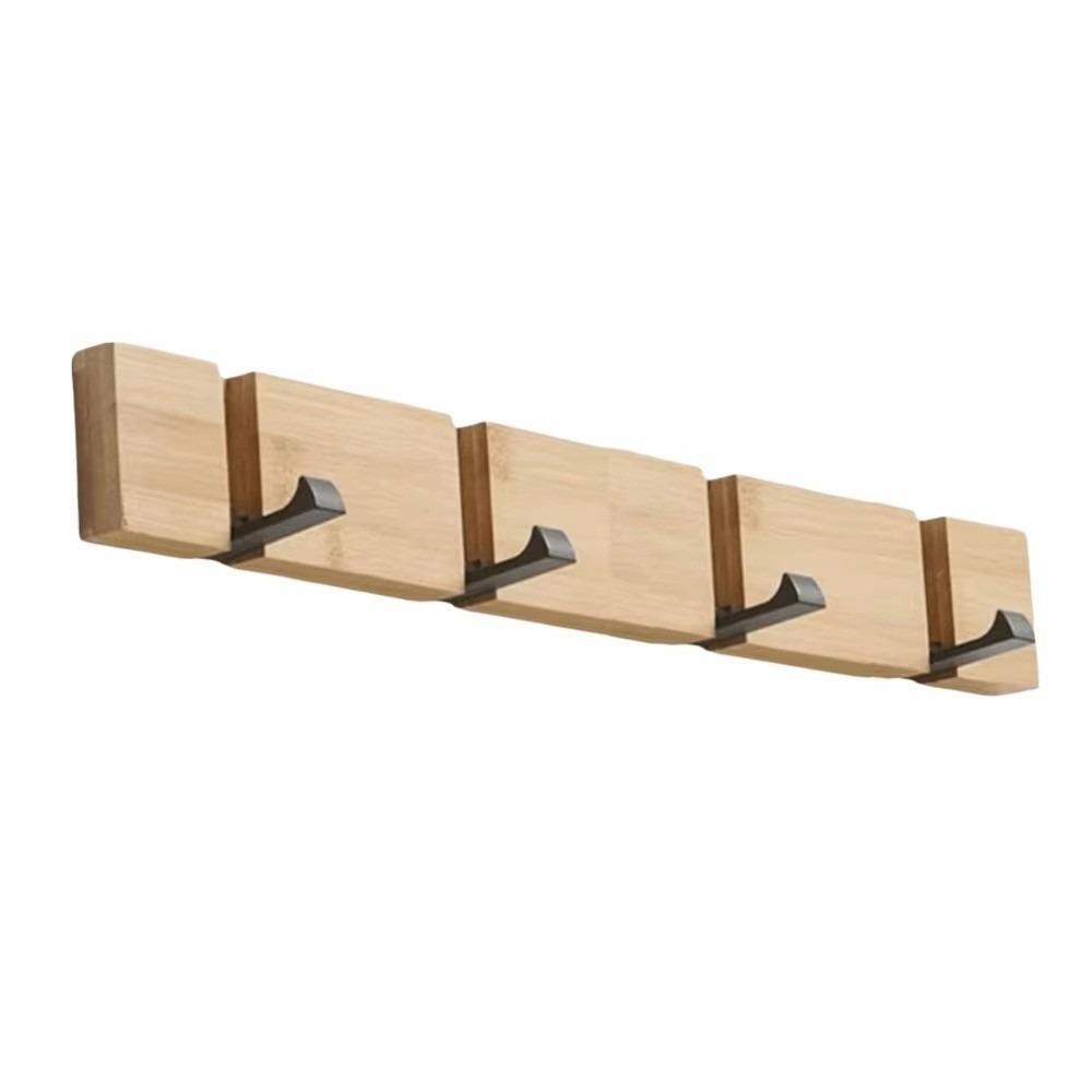 Wall Mounted Clothes Hat Hanger Space Saving Coat Hook Rack Bamboo Coat Rack Bedroom Organization