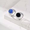 Pierścionek ze stali nierdzewnej z lapisem lazuli czarnym owalnym dla mężczyzn stylowy trwały dodatek biżuteryjny