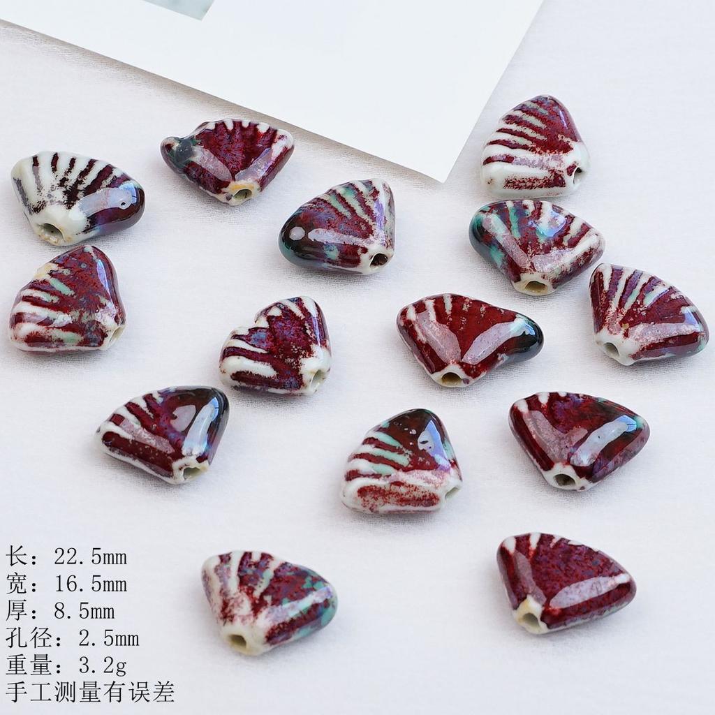 Ocean shell special-shaped beaded accessories Jingdezhen ceramic bracelet necklace handmade DIY material manufacturer wholesale