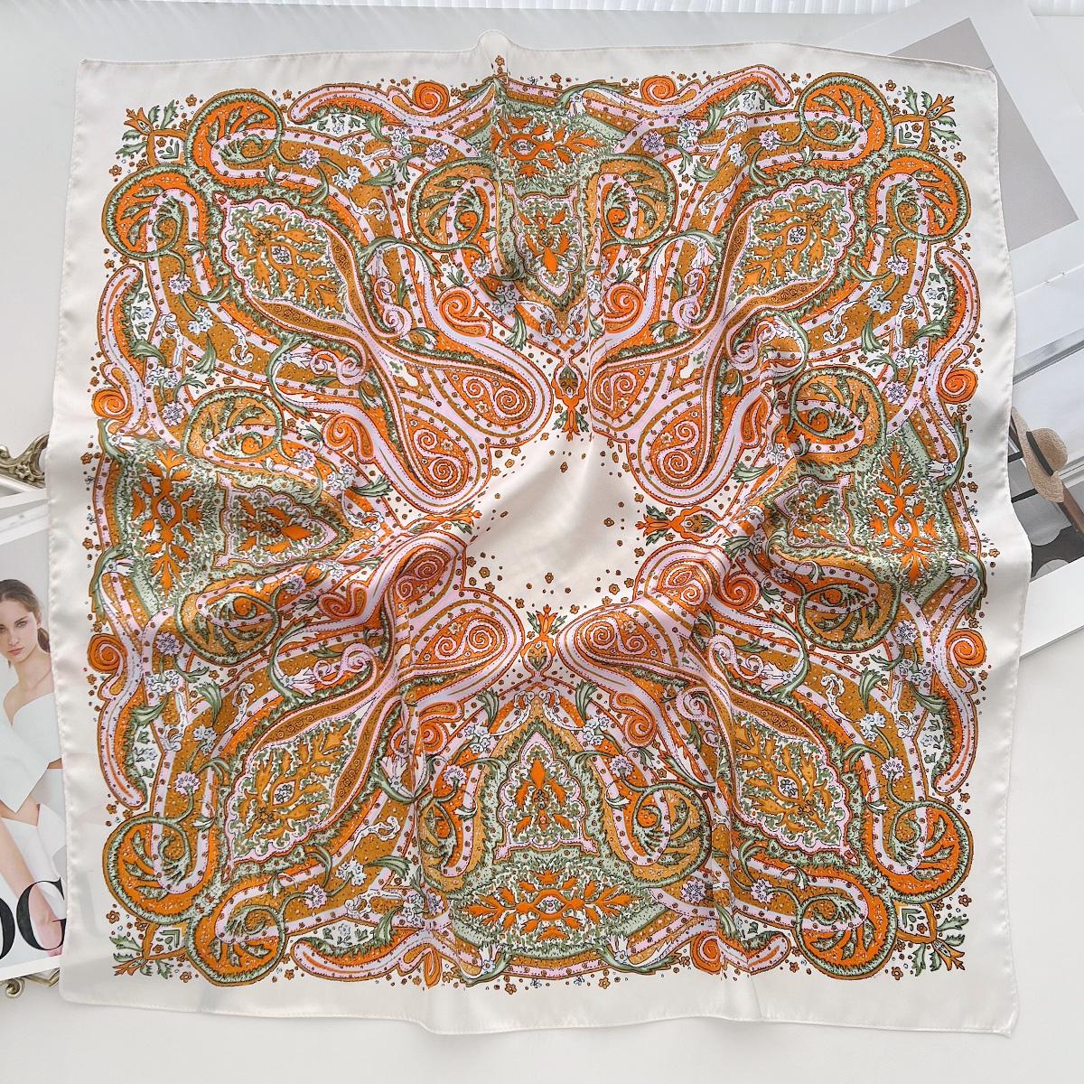 

Летний Ретро Платок из Шелка Универсальный Повязка на Голову Тонкий Шарф Декоративная Повязка Сумка Премиум Иностранный Стиль Квадратный Шарф 66cm