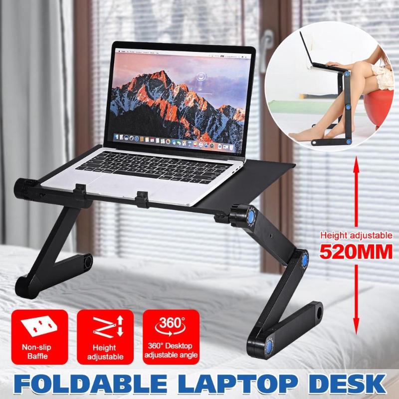 15KG Notebook Desk For Ultrabook, Netbook Or Tablet With Mouse Pad Black Laptop Table Stand With Adjustable Folding Ergonomic Design Stand
