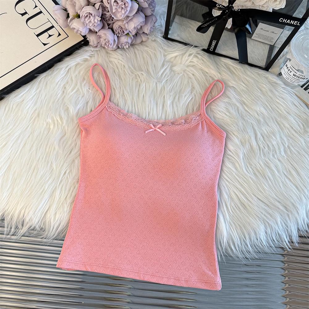 BrandyBM White Pure Desire Heart Embroidery Lace Slim Fit French Camisole