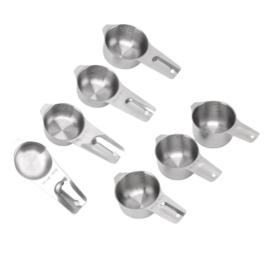 7Pcs Measuring Cups Set Stainless Steel Stackable Multifunctional Metal Nesting Measuring Cups Set for Kitchen Tools