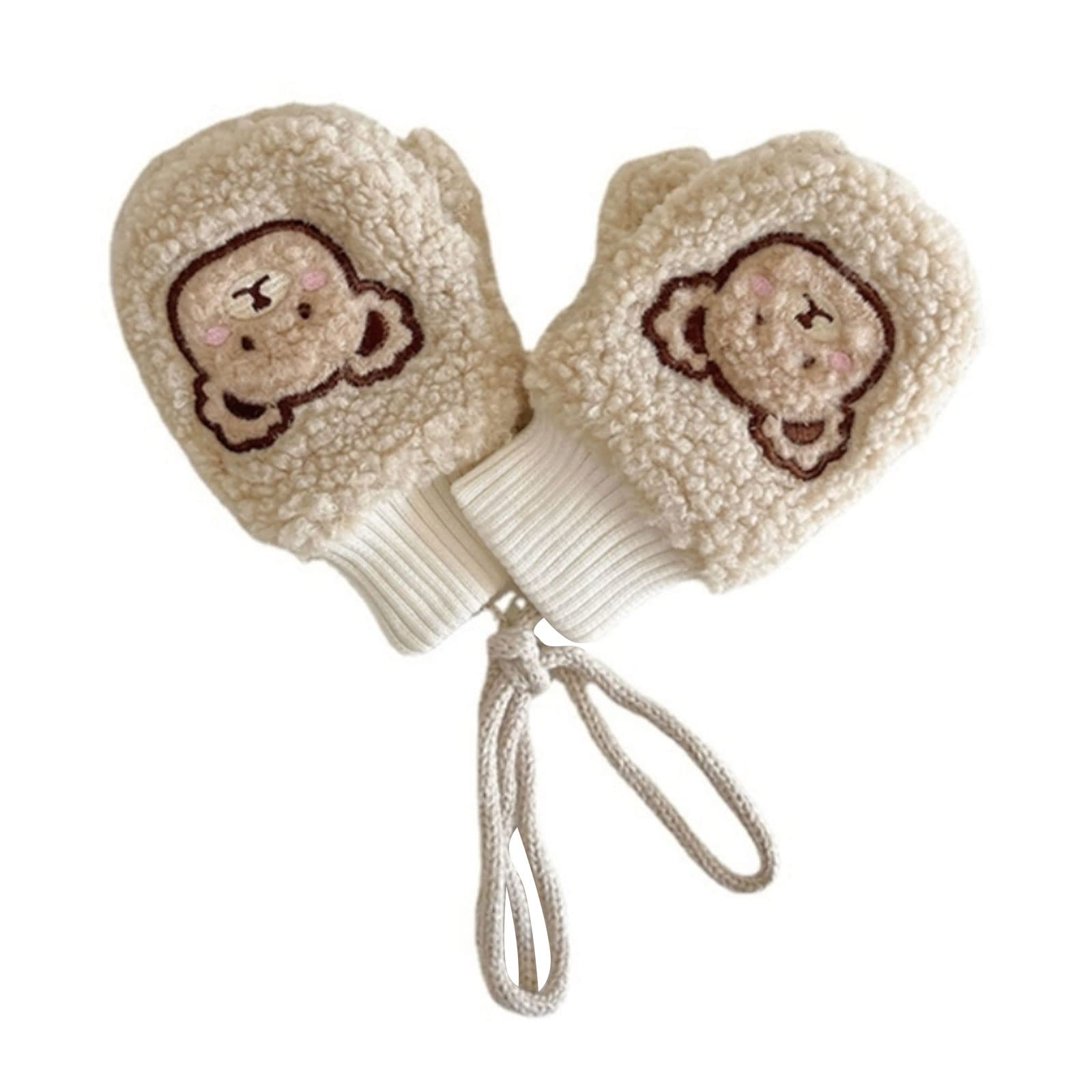 

Tidyworm Baby Cute Bear Fingerless Cold Boys and Gloves with Neck Cold Snow Outdoor Ages Mittens, Winter, Design, Gloves, Protection, Girls, Kids