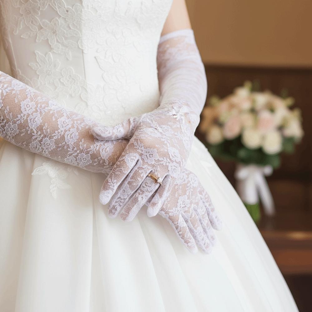 Elegant Wedding Mittens Transparent Lace Gloves Fashion Bridal Gloves  Wedding Bride