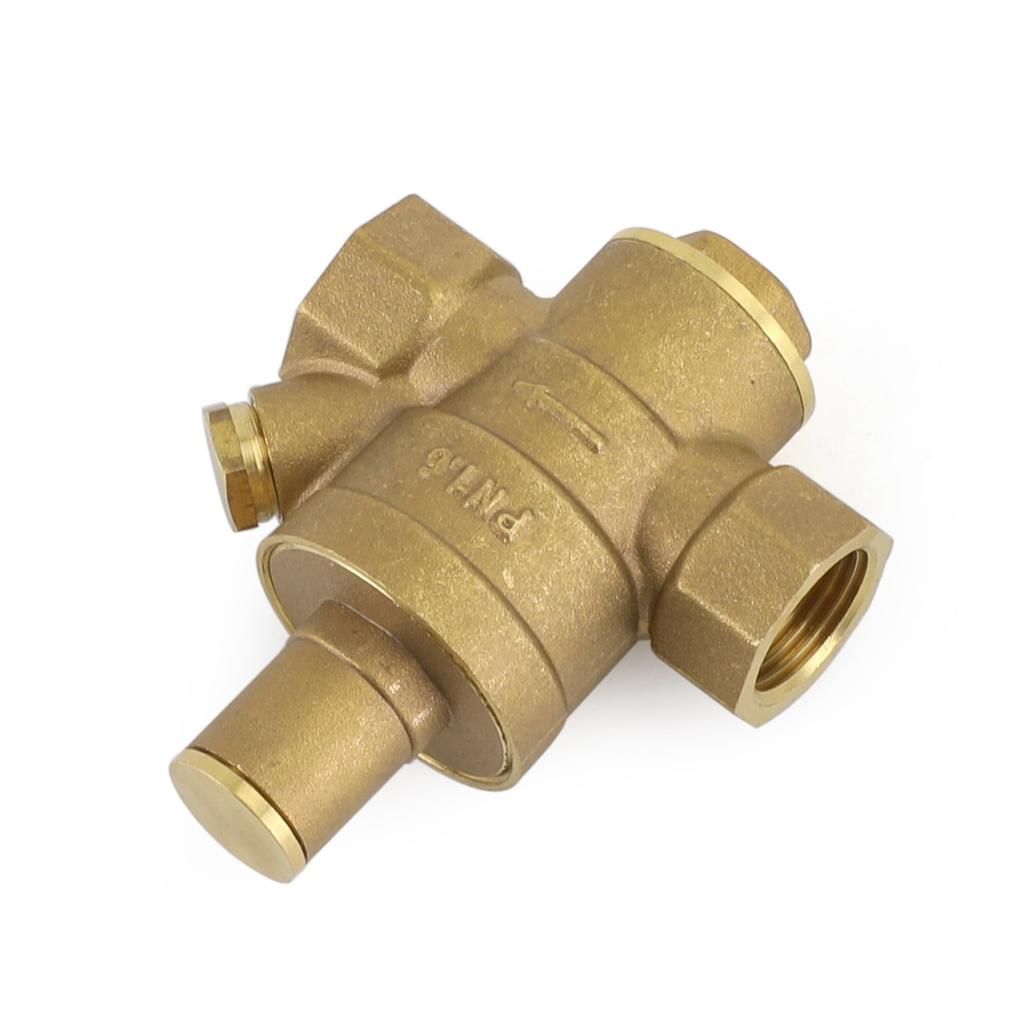 DN15 Brass Adjustable 1/2" Water Pressure Regulator Reducer With Gauge Meter