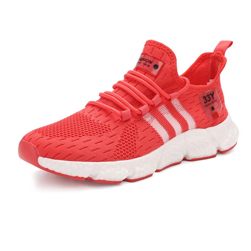 Seventeen-Color Versatile Plus Size Men's Flyknit Sneakers with Breathable Mesh and Popcorn Sole