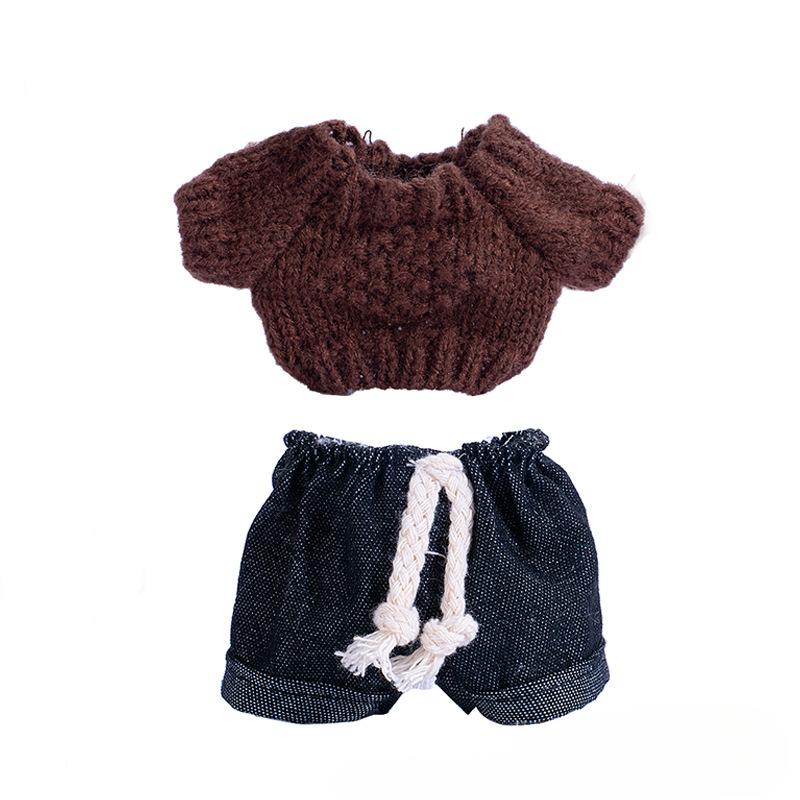 Sweater Jeans for 15-17Cm Labubu Plush Stuffed Doll Outfits DIY Mini Dolls Clothing Accessories