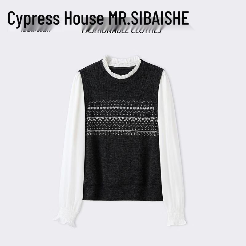 Women s Ruffled Round Neck Color Block Pullover Shirt L