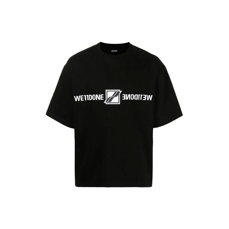 WE11DONE T-Shirts Unisex Black Crew Neck Moderate Straight Fit WD-TT1-21-547-U-BK