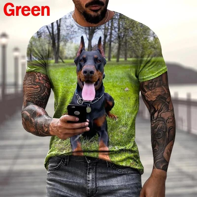 New Fashion Summer Hot Sale 3D Doberman  Men'swomen's T Shirt 3D Printing Short-sleeved Round Neck Animel Dog Tops Tshirt Tees
