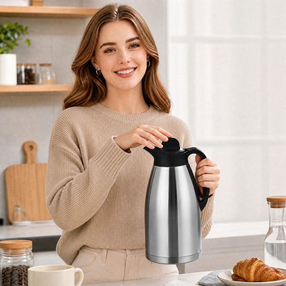Double Layer Large Capacity Thermos Fall-proof Thermal Coffee Carafe Pitcher Hot Water Jug Hotel
