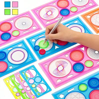 4/8pcs Transparent Spirograph Drawing Rulers (20x11cm) – Rotating Geometric Pattern Templates, Reusable Drafting Tools