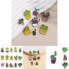 Charming Cartoon Mini Cactus Plant Brooch Alloy Badge For Fashionable Clothing Accessories