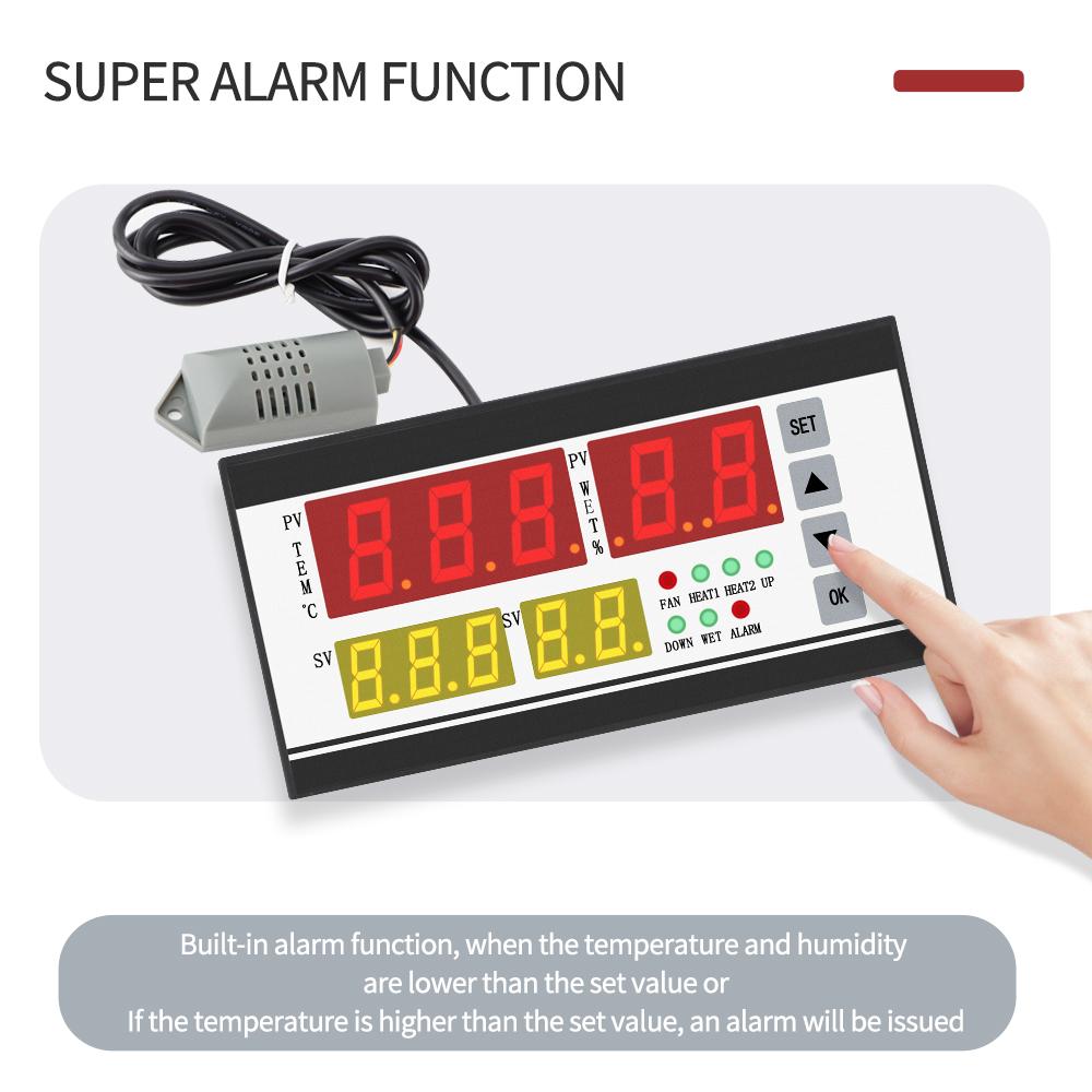 XM-18 Digital Äggkläckare Controller Multifunktionell Termostat Hygrostat Temperatur Fuktighetskontroller med Sensorsond