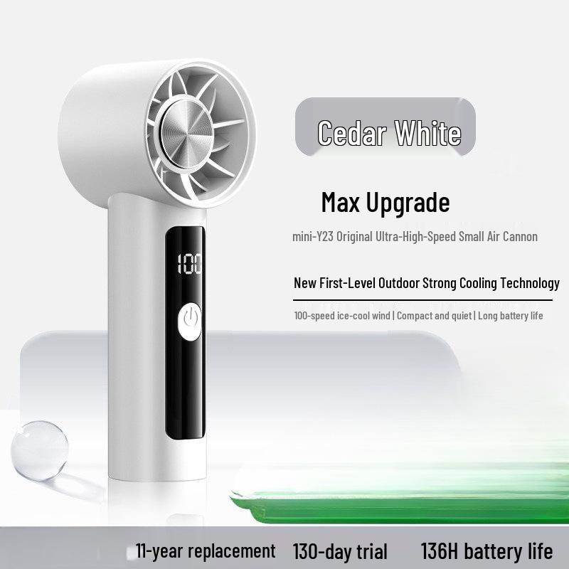 2026 Compact Silent Handheld Turbo Electric Fan with USB Charging