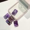 1Pc Natural Amethyst Rectangle Pendant 20×30mm Top Drilled Gemstone Bead For DIY Necklace Jewelry Making