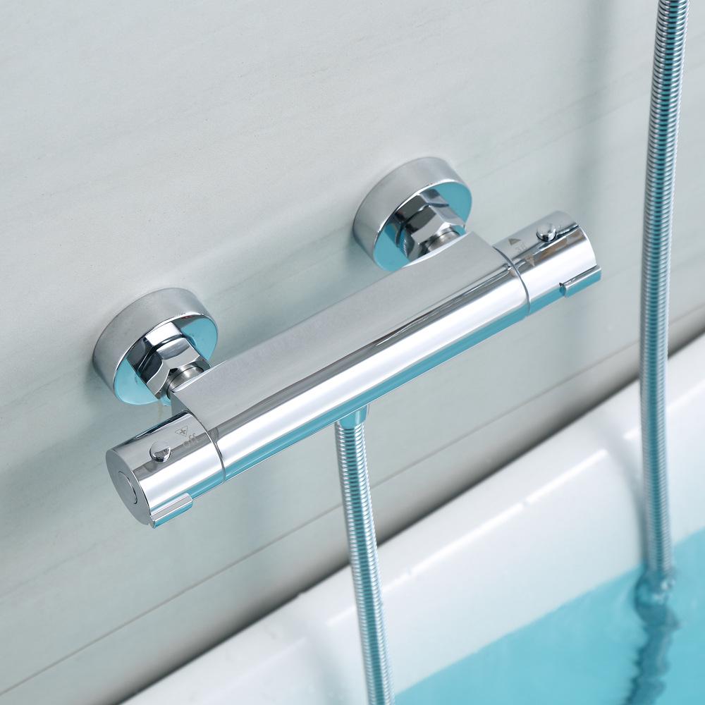 Vollkupfer Wandmontiertes Thermostatisches Duschset mit Wannenmischer & Temperaturregulierungsarmatur